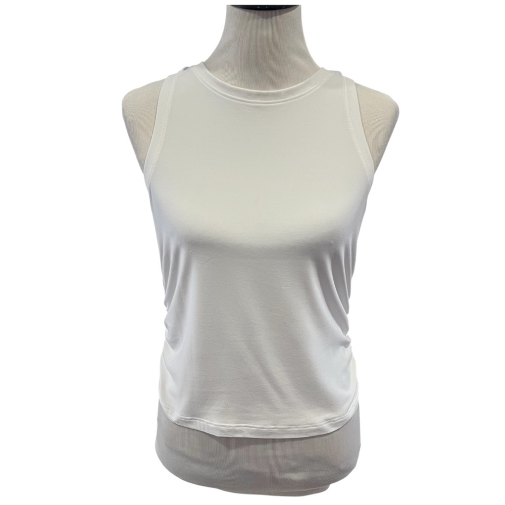 Beyond Yoga White Featherweight Your Fit Ruched Tank Top Large